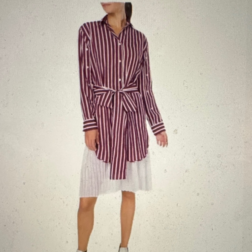 Chic Burgundy Striped Long Sleeve Dress